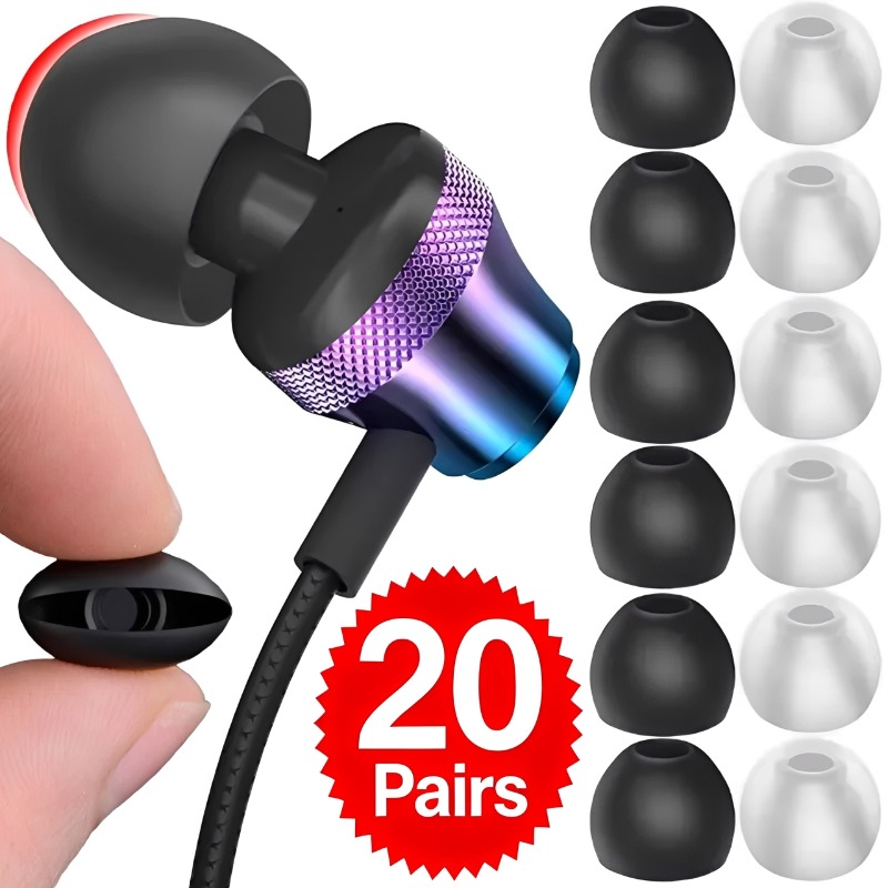 Headphone Parts - 1-20Pairs Soft Silicone Replacement Eartips Earbuds