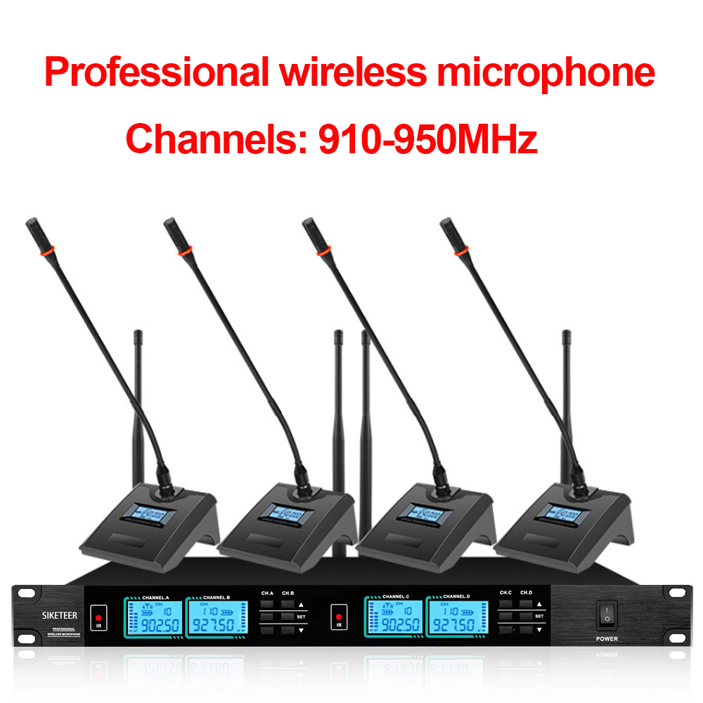 Condenser Microphone Kit - Professional wireless microphone, 4-channel conference microphone,