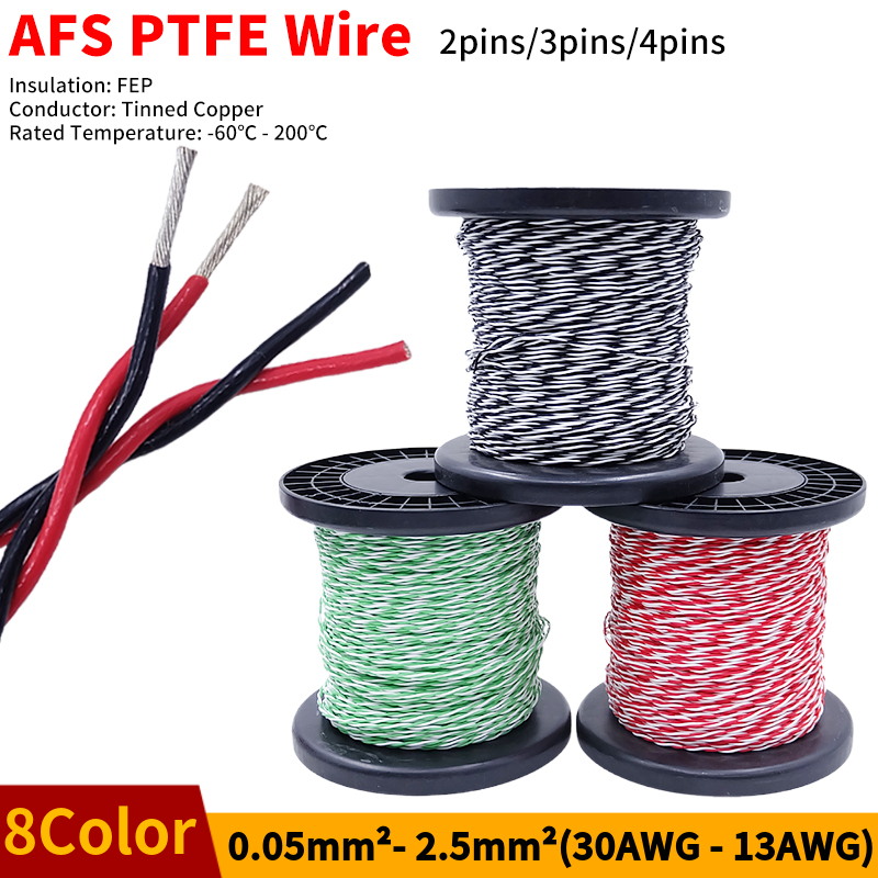 Audio Jumper Wire - PTFE Wire AFS200 2pins 26/25/24/22/20/18/17/15/13AWG FEP