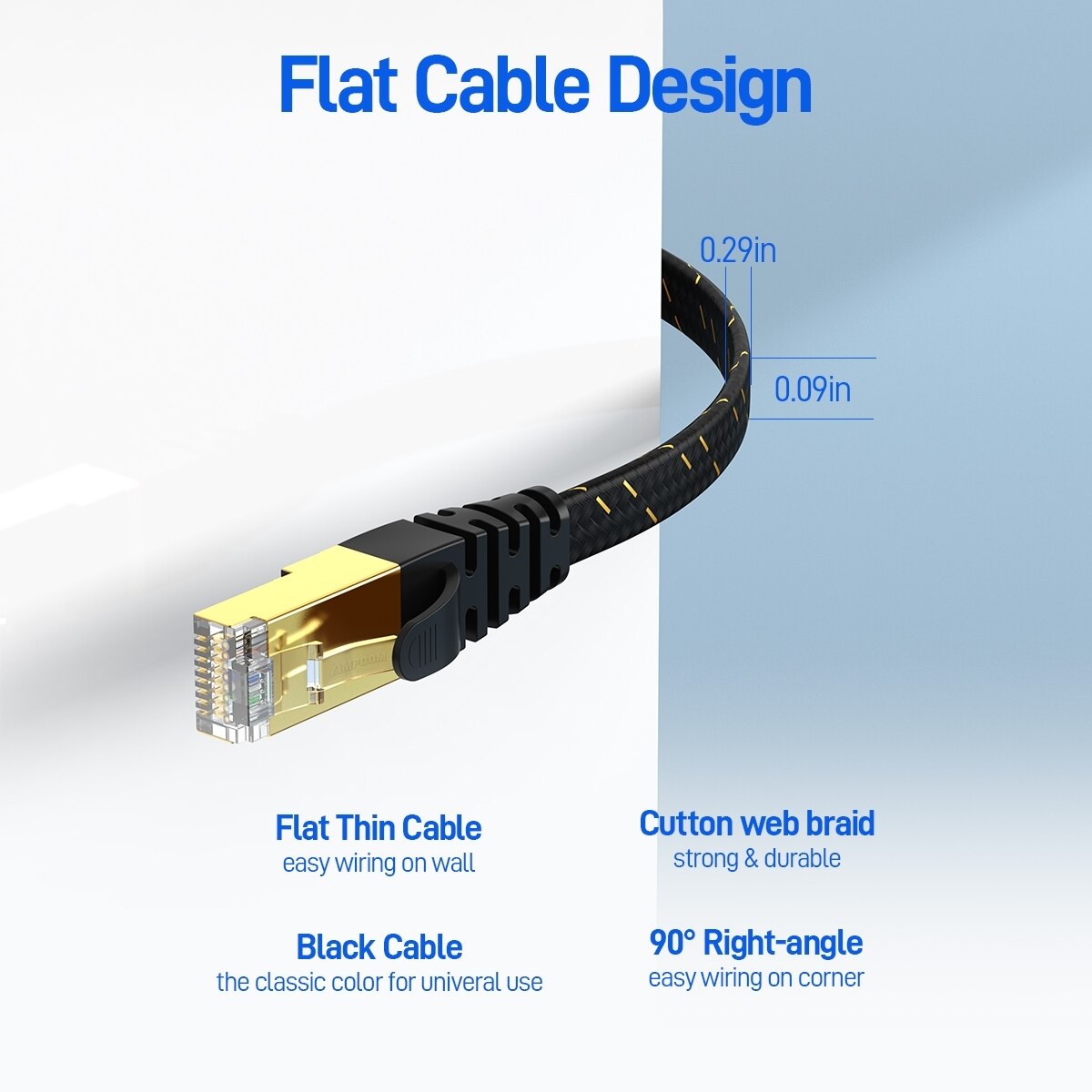 AMPCOM CAT7 Ethernet Cable Fla - Rj45 Jack 评论和价格